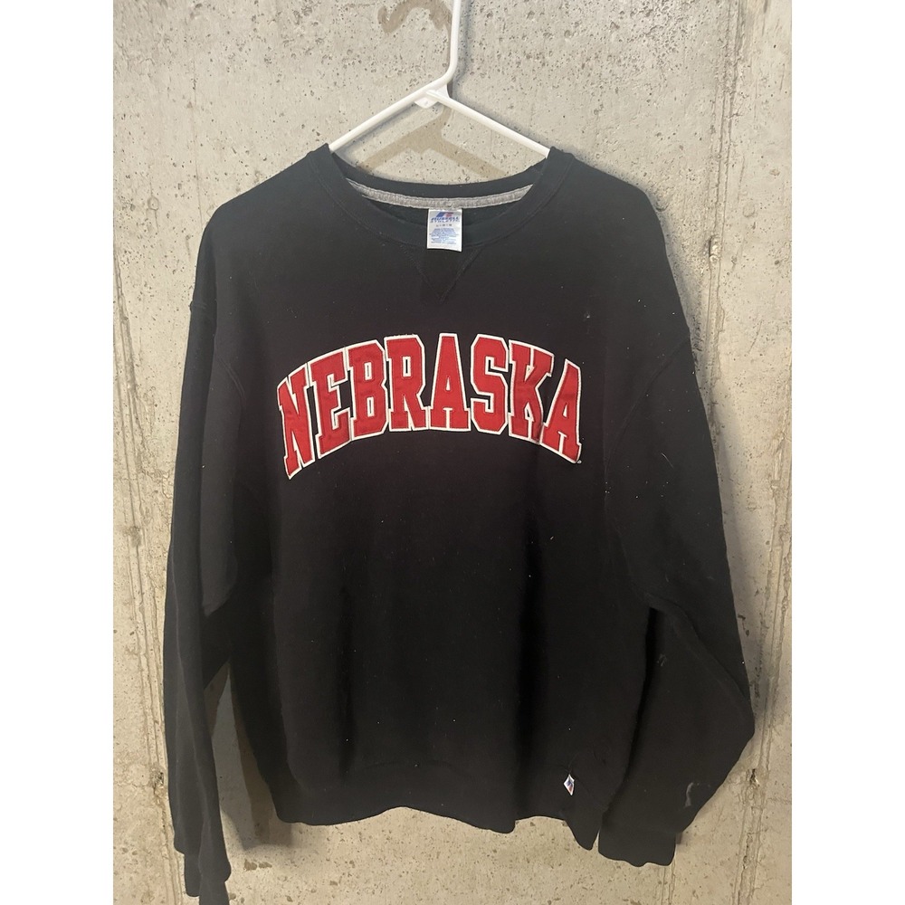 Vintage 90s Russell Athletic Nebraska Embroidered Sweatshirt L